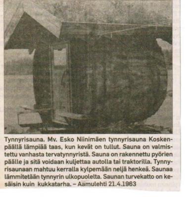 Maailman ensimmäinen tynnyrisauna